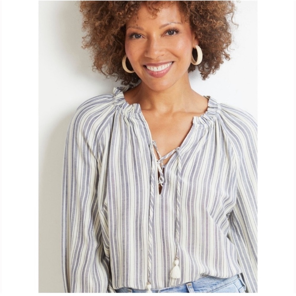 Paige Karra Striped Blouse Top XL